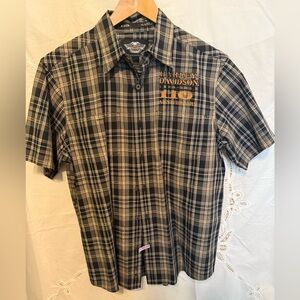 Harley-Davidson Men's Checkered Shirt - Black and Tan